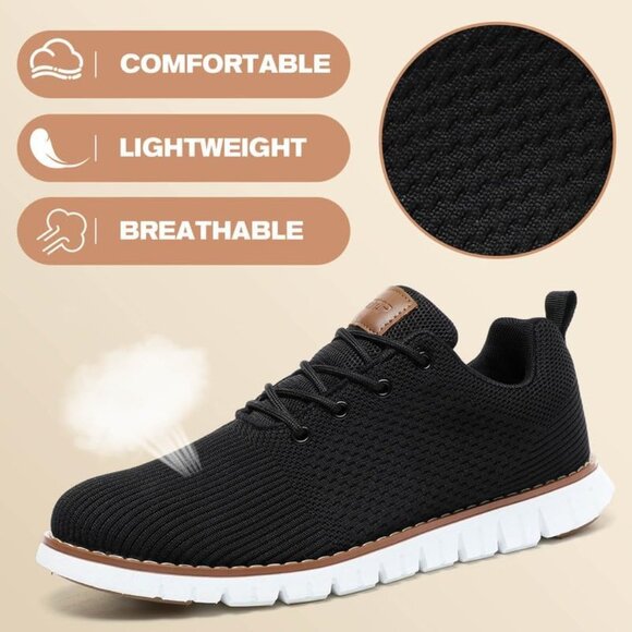 🆕Men Black Mesh Running Walking Sneakers Fashion Oxfords Lightweight Breathable - Picture 4 of 7
